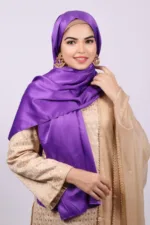 Royal Purple Matte Satin Hijab - Image 2