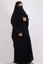 Izzah Firdaus Full Length 1-Piece Jilbab with Zipper Sleeve and Half-Niqab - Black - Image 4