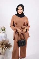 Valerie Premium 2-piece Co-Ords Set Modest Wear - Tan - Image 2