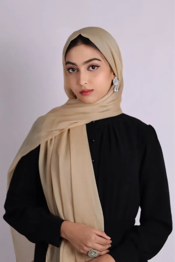 Crème  Shimmer Chiffon Hijab - Image 3