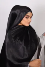 Black Marble Satin Hijab - Image 2