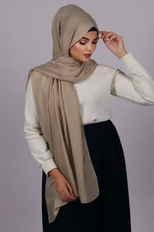 Vintage Beige Modal Hijab - Image 2
