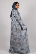 Zephyra Turkish Linen 3-piece Abaya set - Azure Blue - Image 4