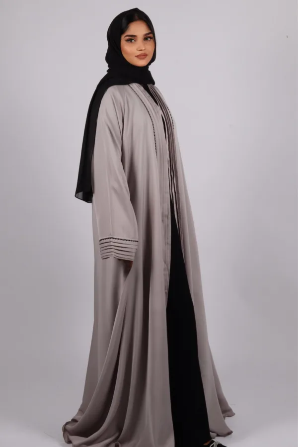 Ariana Full Umbrella Pleat Front Open with Black Diamond Trim - Sandstone - Image 7