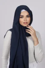 Navy Premium Crinkled Cotton Hijab - Image 2