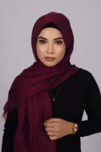 Maroon Crinkled Cotton  Hijab
