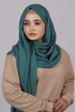 Persian Teal Cotton Pleated Hijab - Image 2