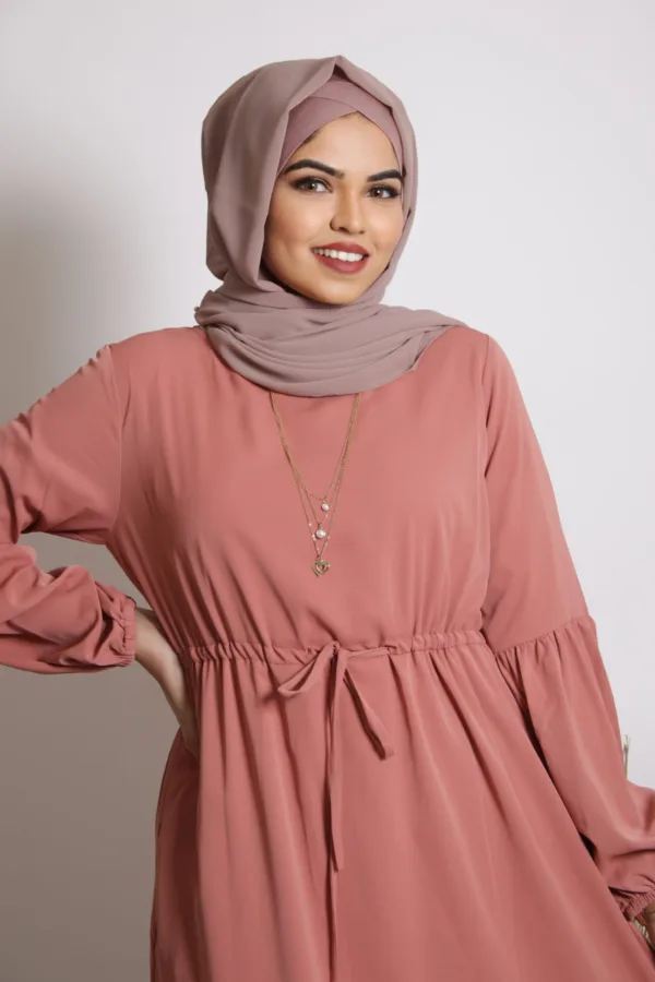 Alaina Drawstring No-Iron Abaya / Dress - Tan - Image 5