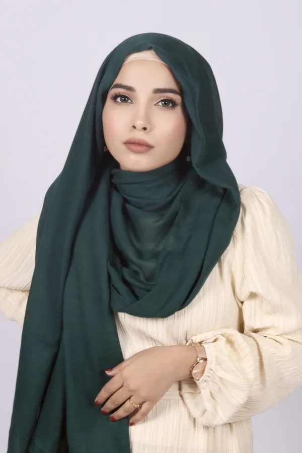 Bottle Green Classic Cotton Hijab - Image 2