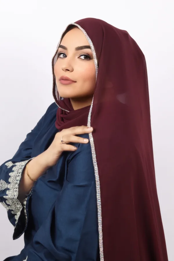 Wine crystal hijab - Image 3