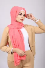 Pink Lemonade Chiffon pleated Hijab - Image 2