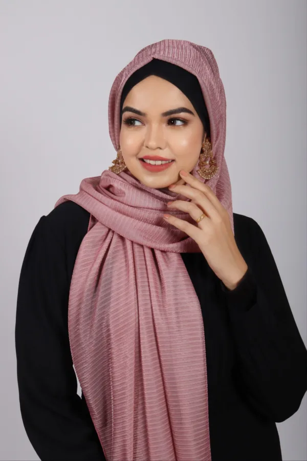 Rose Metallic Ribbed Hijab - Image 2