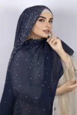 Navy Moon Drop Chiffon Hijab