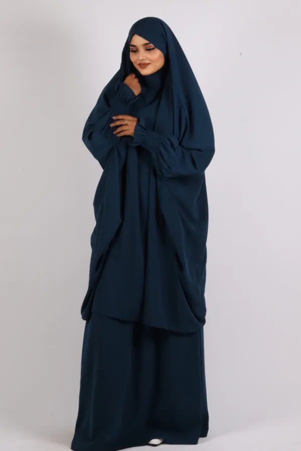 Ehram Firdaus Jilbab 2-Piece Set with In-Built Niqab - Teal - Image 3