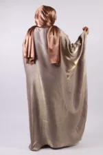 Moroccan Kaftan Organza Abaya - Rose Copper - Image 6