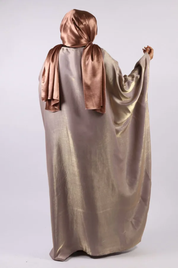 Moroccan Kaftan Organza Abaya - Rose Copper - Image 6