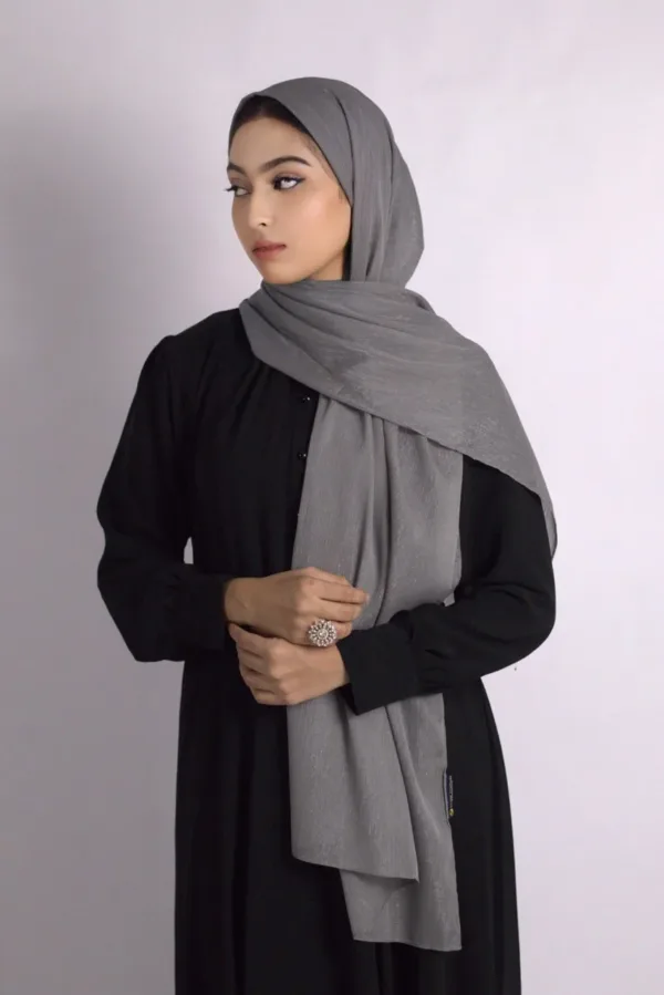 Seal Grey Shimmer Chiffon Hijab - Image 1