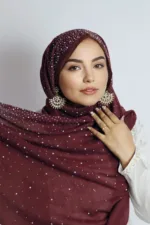 Wine Cotton Stone Drop Hijab