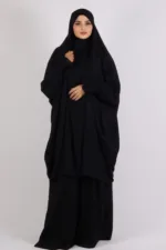 Ehram Firdaus Jilbab 2-Piece Set with In-Built Niqab - Black