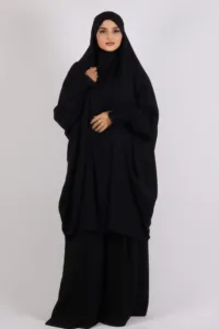 Ehram Firdaus Jilbab 2-Piece Set with In-Built Niqab - Black
