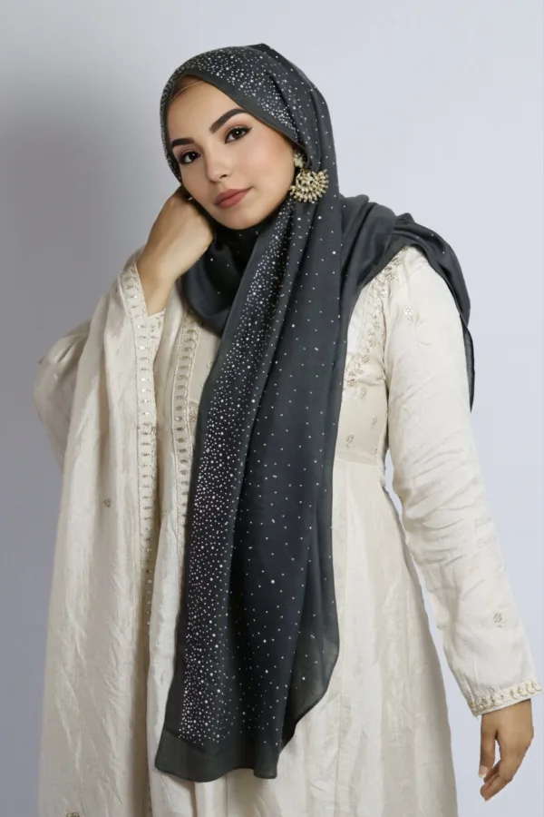 Slate Cotton Stone Drop Hijab - Image 1