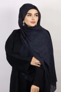 Navy Shimmer Chiffon Hijab