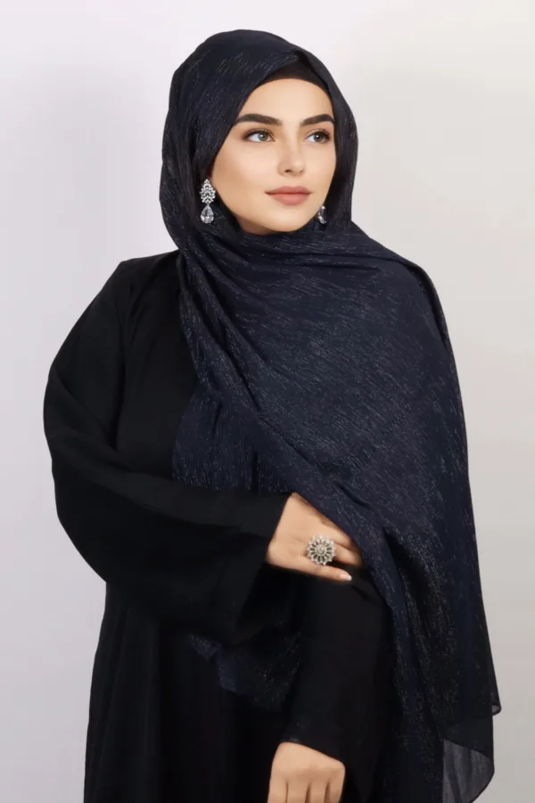 48DFFD71-D0F8-48A9-9D42-3FDB0F14F41D-1.jpeg Navy Shimmer Chiffon Hijab - Image 1