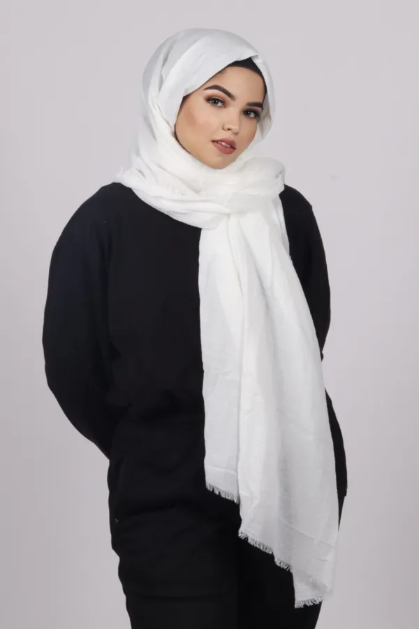 Snow White Premium Crinkled cotton Hijab - Image 2