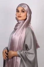 Plush Pink Marble Satin Hijab - Image 2