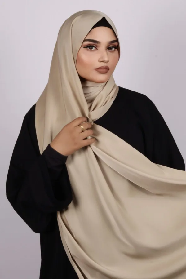 Vintage Beige Medina Silk Hijab - Image 3