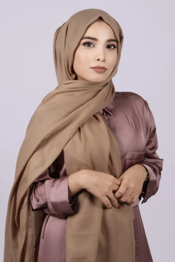 Khaki Classic Cotton Hijab - Image 2