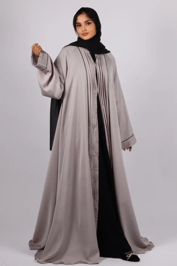 Ariana Full Umbrella Pleat Front Open with Black Diamond Trim - Sandstone - Image 4