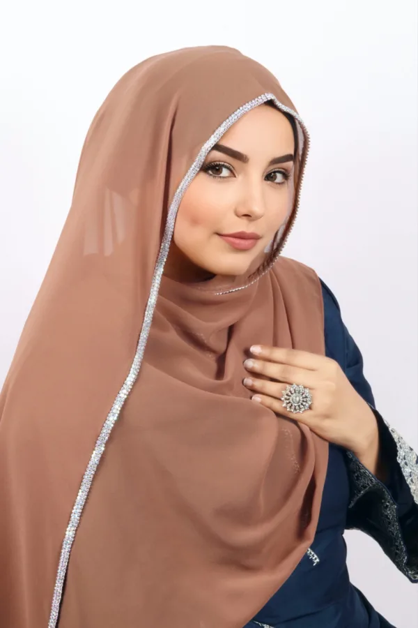 Classic Nude Crystal Hijab - Image 1