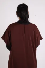 Inner Layering Half-Sleeve Dress / Slip – Chocolate - Image 3