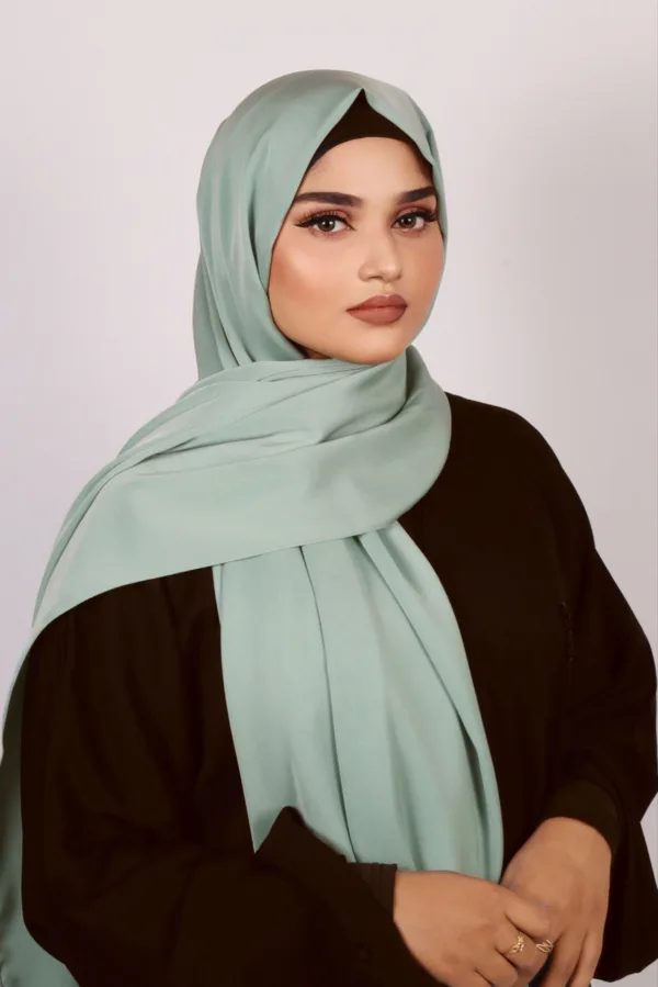 Turquoise Medina Silk Hijab - Image 2