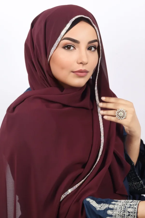 Wine crystal hijab - Image 1