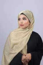 Light Gold Metallic Ribbed Hijab - Image 2