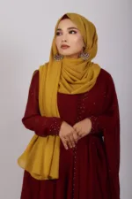 Gold Mustard Glitter Chiffon Hijab - Image 2