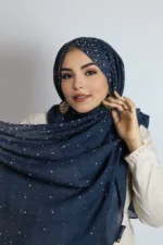 Navy Cotton Stone Drop Hijab