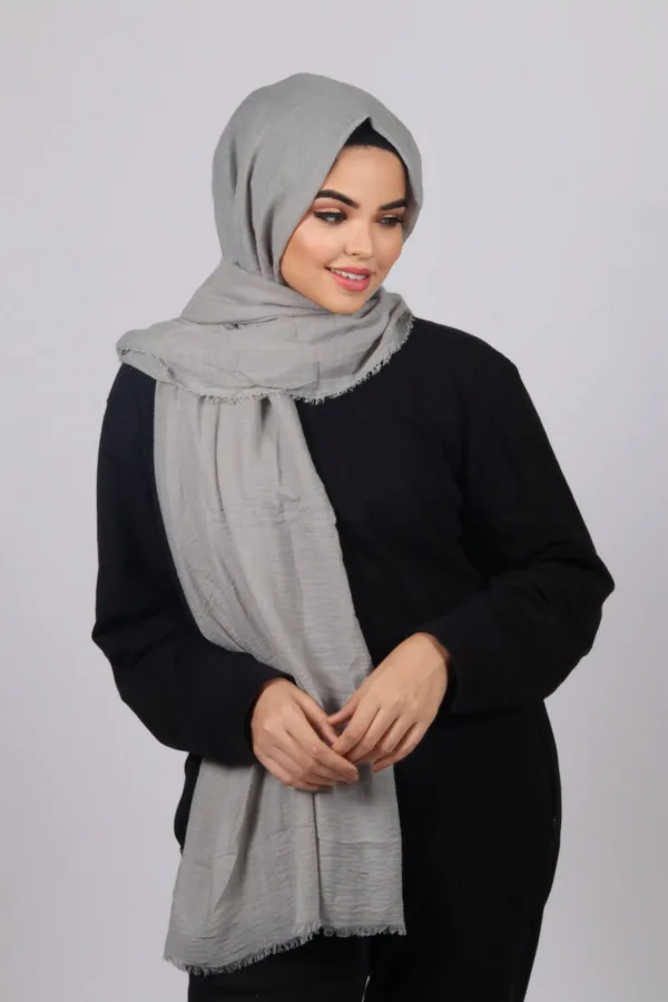 Ash Premium Crinkled Cotton Hijab - Image 2