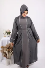 Malika 3-piece Luxury Crystal Emirati Abaya Set - Image 2