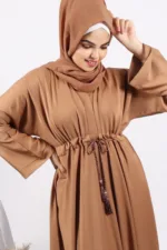 Amaira Flared Emirati Abaya - Tan - Image 5