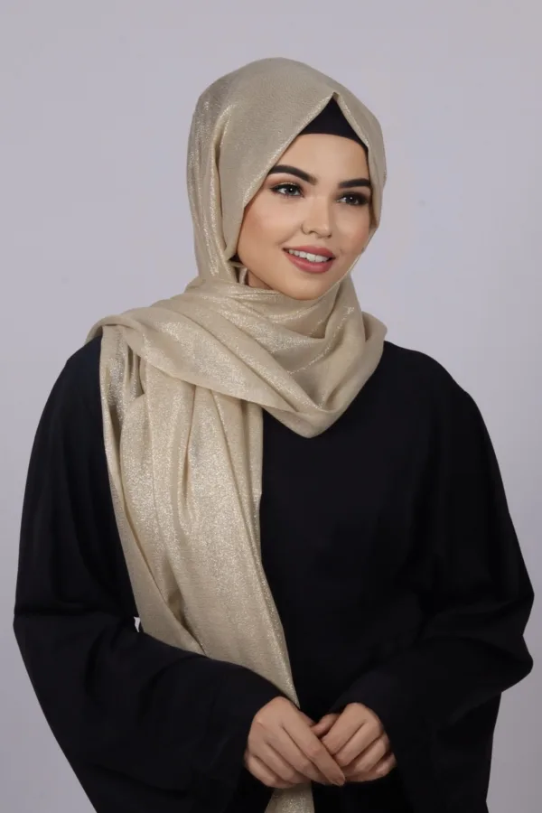 Light Gold Premium Zari Hijab - Image 2