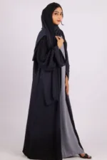 Mehtab Sparkling Glitter Dual Tone Abaya with Front Open - Arabian Night - Image 3