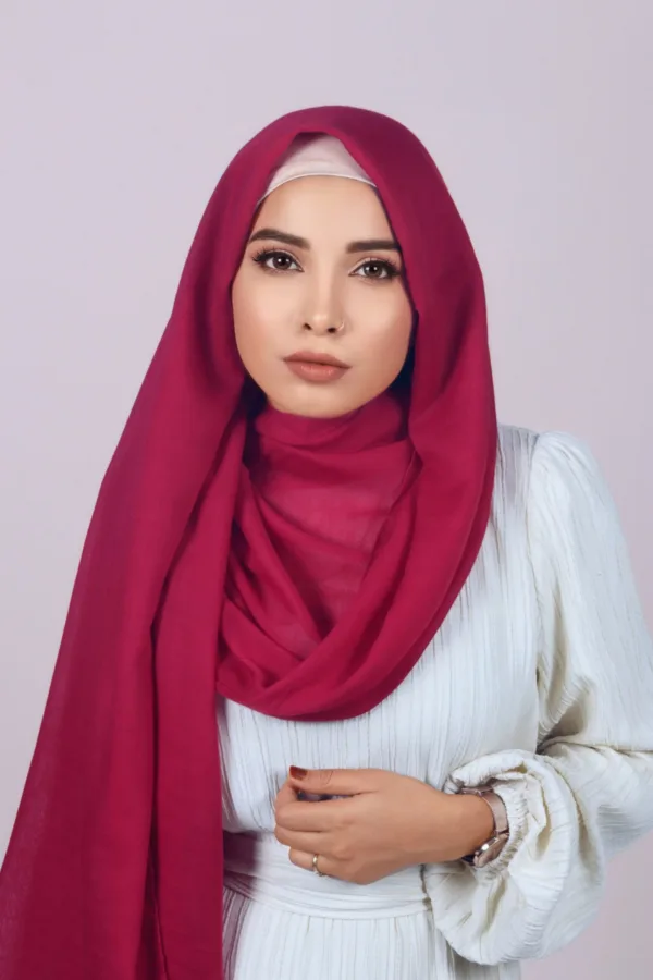 55572FCB-A838-4BD8-AA99-112C6B074E53.jpeg Cranberry Classic Cotton Hijab - Image 1