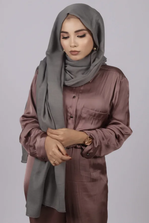Gunmetal Grey Classic Cotton Hijab - Image 2