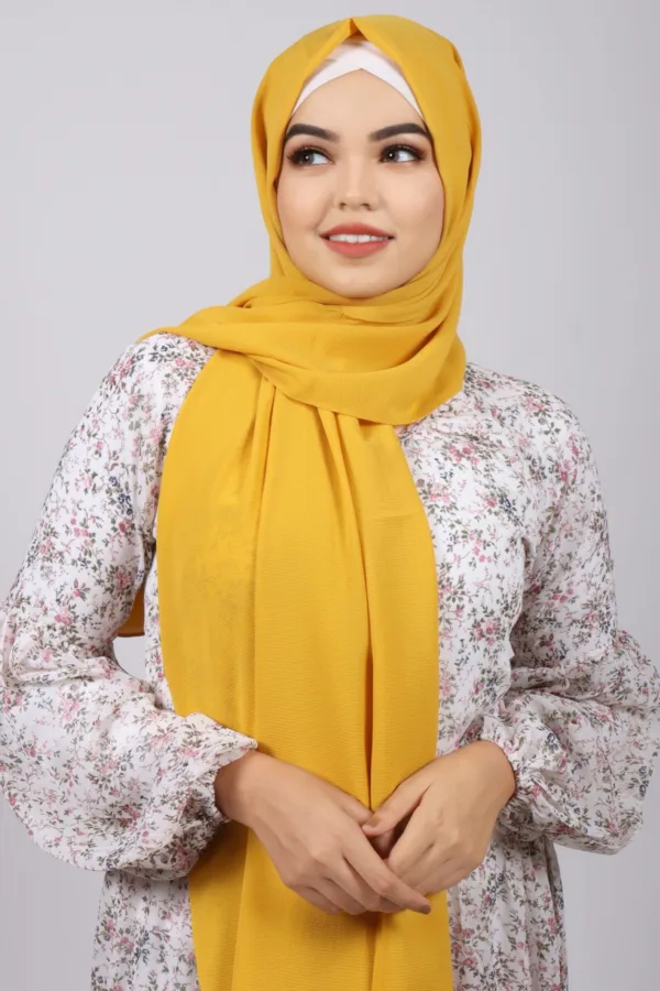 56968477-4859-4725-BBA6-32A44486E665-1.jpeg Mustard Bubble Chiffon Hijab - Image 1