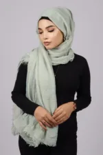 Honeydew Crinkled Cotton Hijab - Image 2