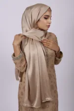 Light Gold Muna Satin Hijab - Image 2