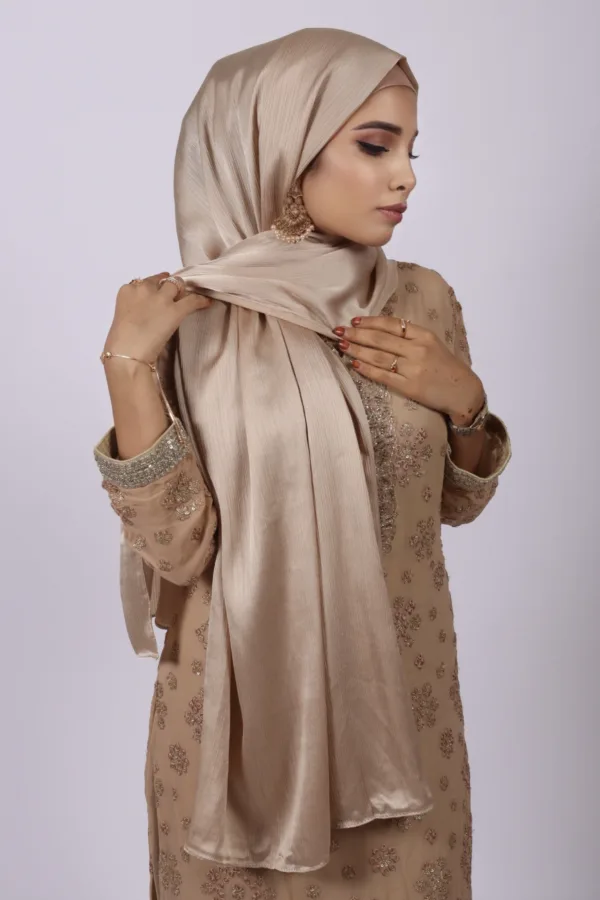 Light Gold Muna Satin Hijab - Image 2